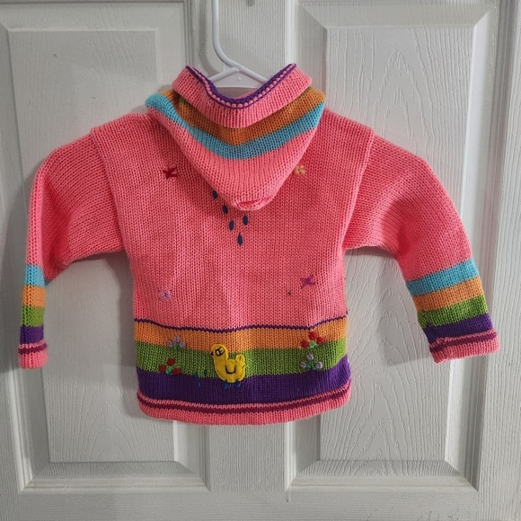 NWT Acrilico hand knit sweater colorful embroidered textured animals Toddler 12M - Picture 7 of 8